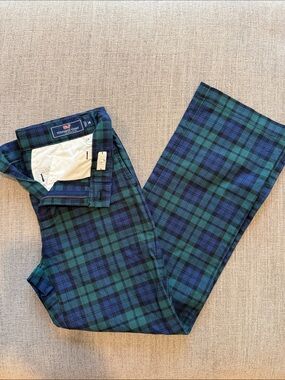 BOYS Vineyard Vines Blue & Green Plaid Trousers